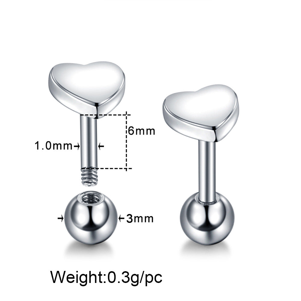 Fashion Rabbit Star Heart Stainless Steel Ear Studs - Cute Cross Cartilage Piercing Jewelry