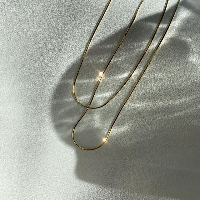 14K Gold Plated Double Layered Snake Chain Necklace - Minimalist Design