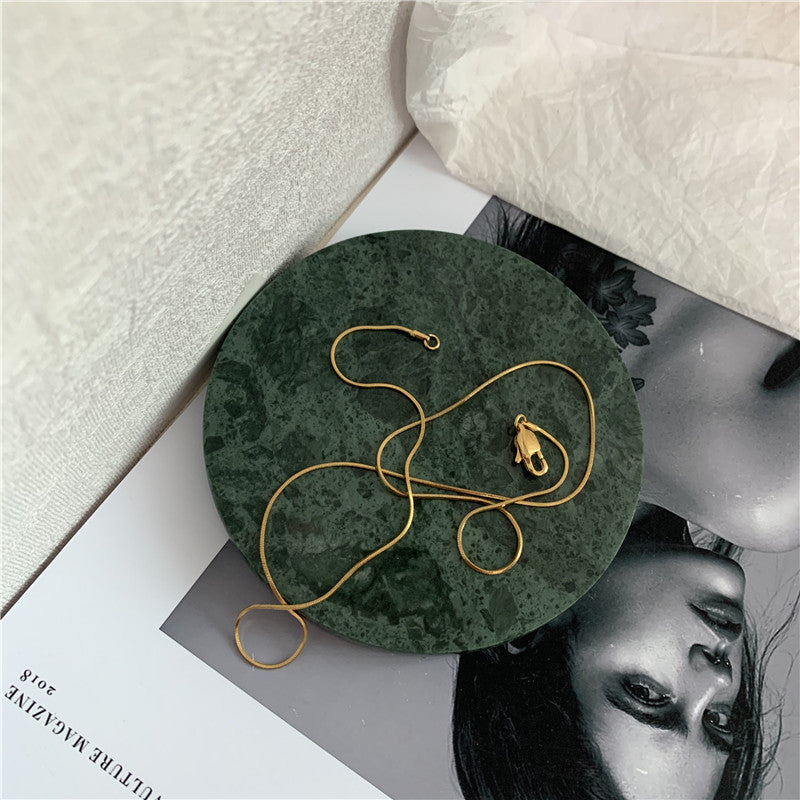 14K Gold Plated Double Layered Snake Chain Necklace - Minimalist Design