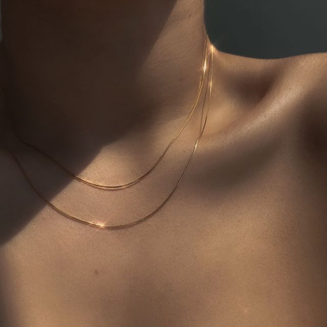 14K Gold Plated Double Layered Snake Chain Necklace - Minimalist Design