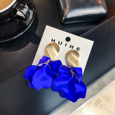 Elegant Red Petal Leaf Tassel Earrings - Vintage Acrylic Bridal Jewelry