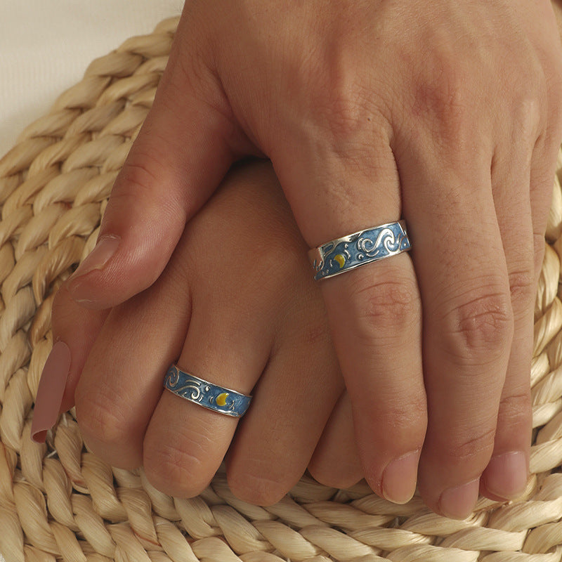 Fashion Retro Oil Drip Open Couple Rings - Minimalist Hip Hop Style