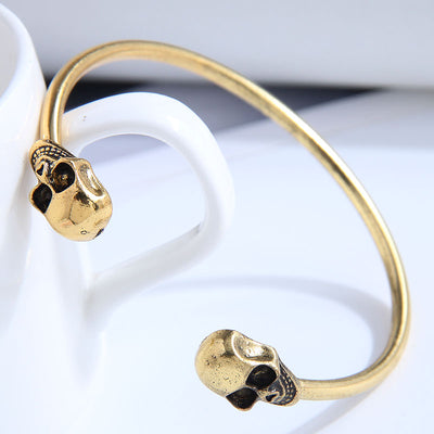 Vintage Geometric Skull Alloy Open Cuff Bracelet