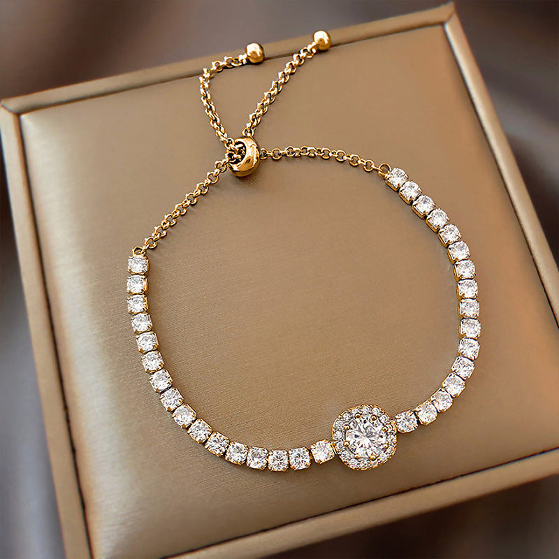 Fashion Adjustable Geometric Square Rhinestone Bracelet in Silver