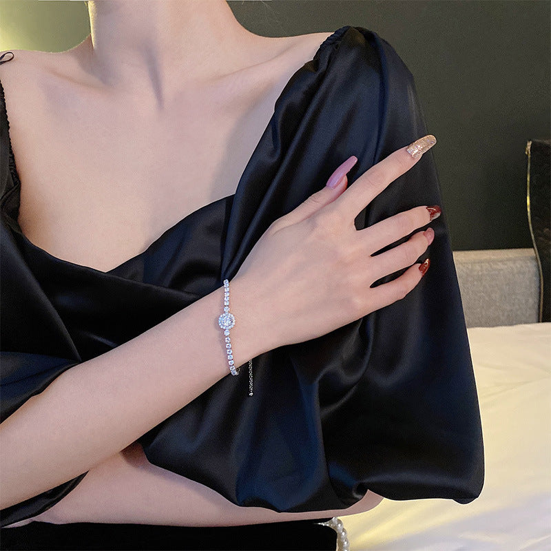 Fashion Adjustable Geometric Square Rhinestone Bracelet in Silver