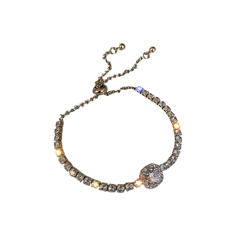 Fashion Adjustable Geometric Square Rhinestone Bracelet in Silver