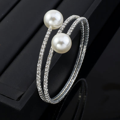 Fashion Rhinestone Pearl Multi-layer Wrap Bracelet