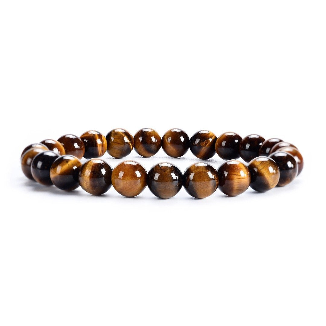 Fashion 8mm Agate Tiger Eye Hematite Crystal Beaded Bracelet Set