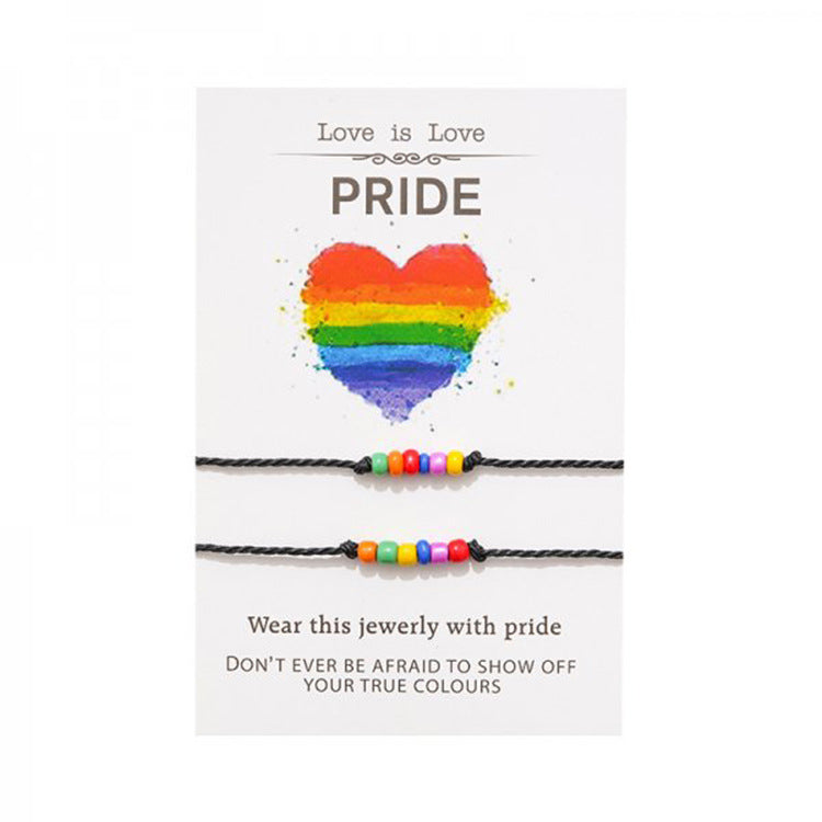 Fashion Seed Bead Rope & Volcanic Stone Heart Charm Bracelet Set for Women