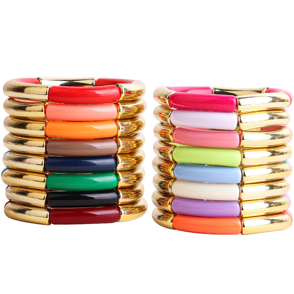 Fashion Acrylic Women's Bangle Bracelet - Multicolor Elastic Design
