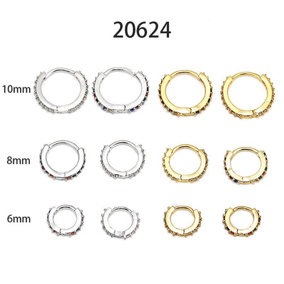 Fashion Round Zircon Inlay Copper Nose Ring and Cartilage Earring
