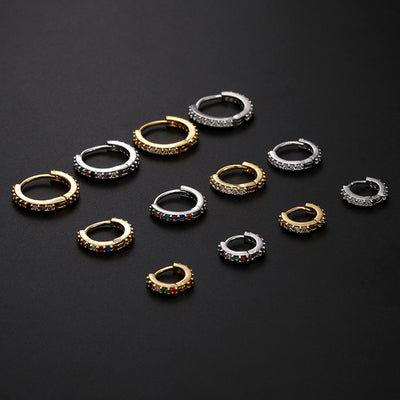 Fashion Round Zircon Inlay Copper Nose Ring and Cartilage Earring