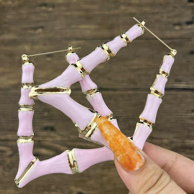 Colorful Heart & Bamboo Hoop Enamel Earrings 2023