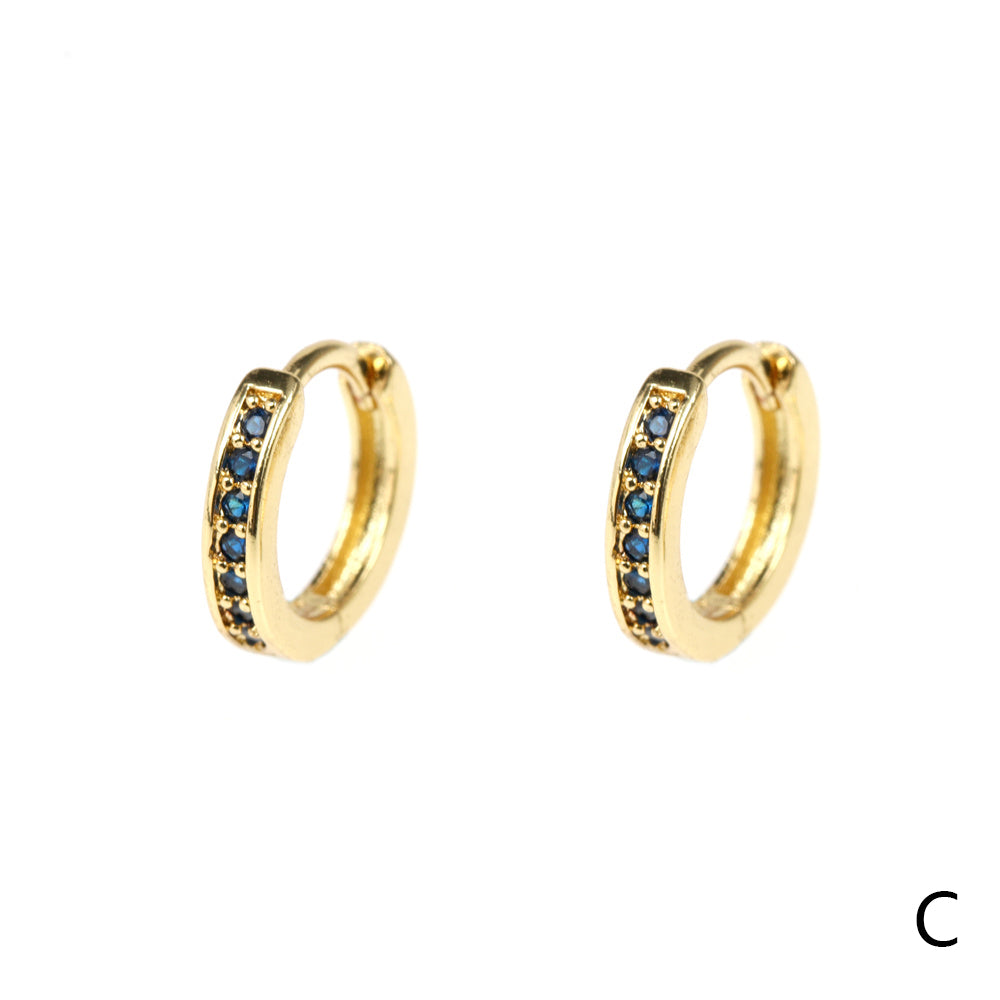 Gold Plated Zircon Round Hoop Earrings Stainless Steel 18k Copper Circle Design
