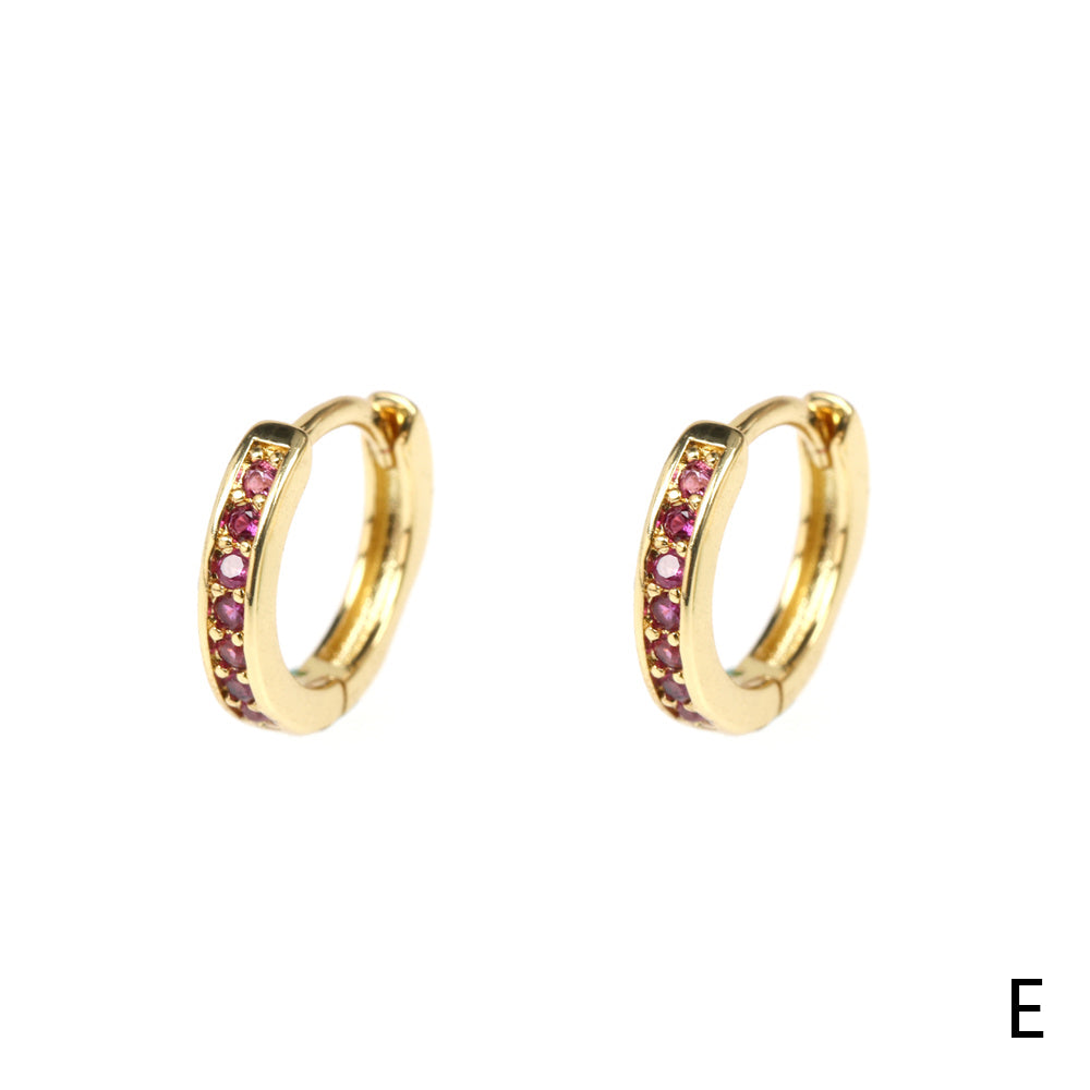 Gold Plated Zircon Round Hoop Earrings Stainless Steel 18k Copper Circle Design