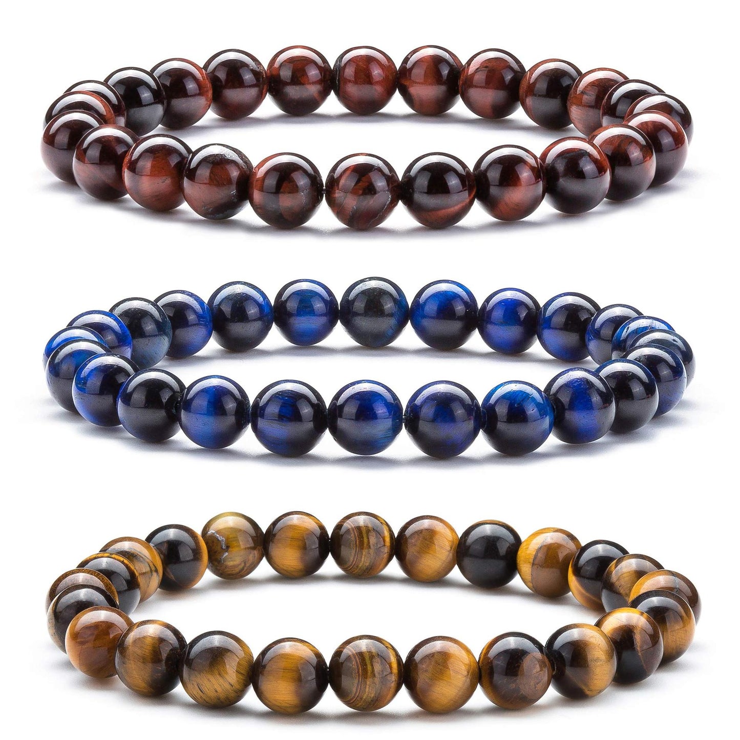 Fashion Round Natural Stone & Lava Rock Beaded Bracelet 8mm