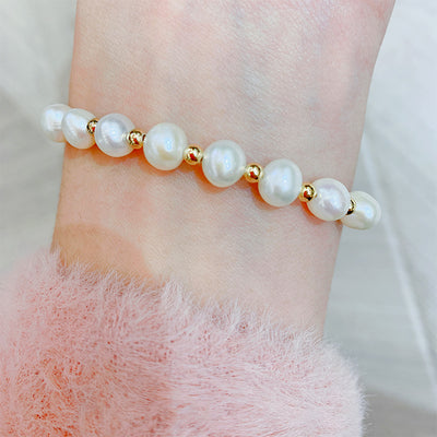 Fashion Minimalist Freshwater Pearl Titanium Steel Bracelet
