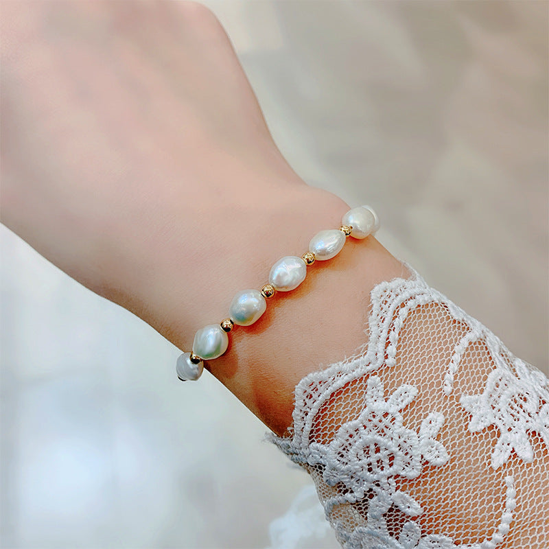 Fashion Minimalist Freshwater Pearl Titanium Steel Bracelet