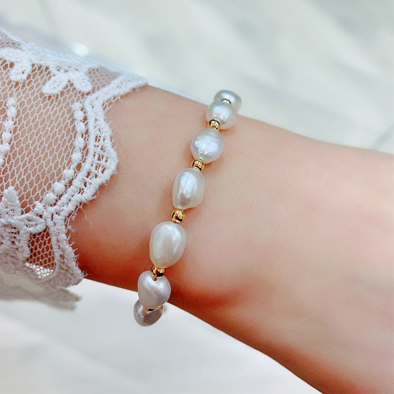 Fashion Minimalist Freshwater Pearl Titanium Steel Bracelet