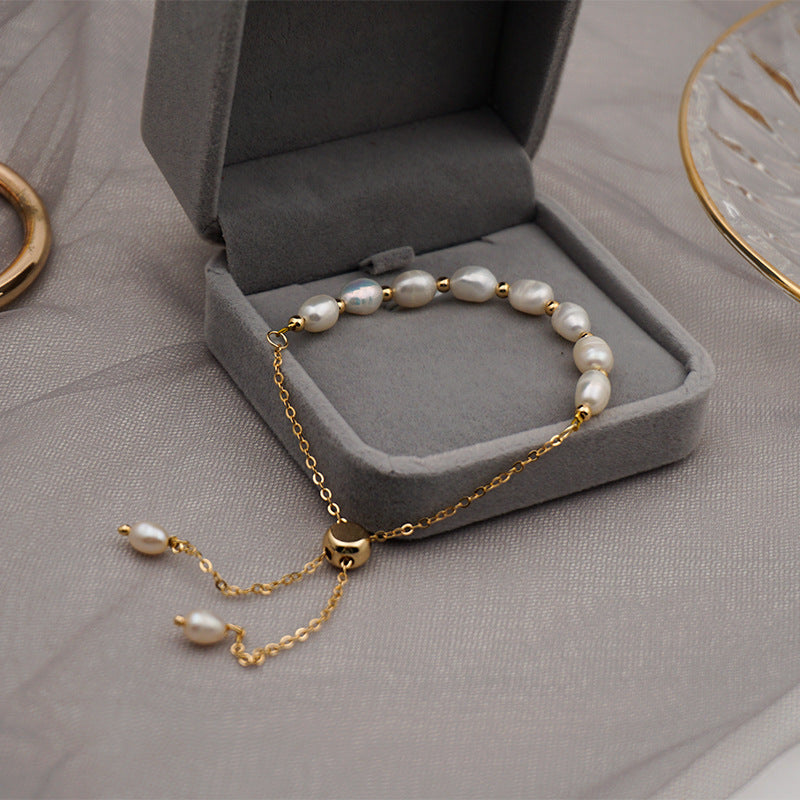Fashion Minimalist Freshwater Pearl Titanium Steel Bracelet