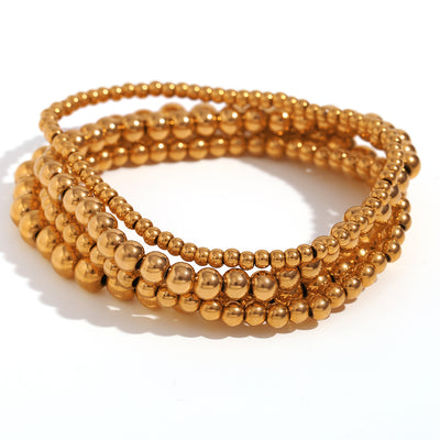Fashion Minimalist 18k Gold Plated Stainless Steel Beaded Bracelet