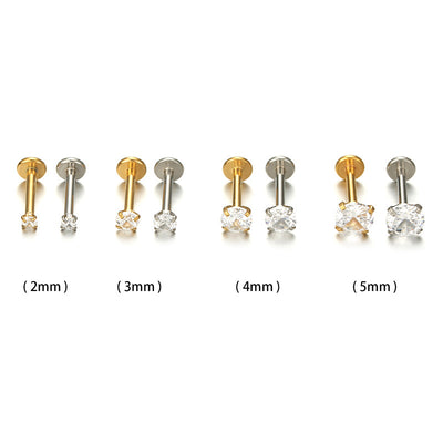 Fashion Minimalist Zircon Inlay Stainless Steel Lip and Ear Stud