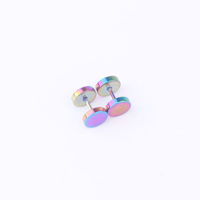 Fashion Stainless Steel Plated Round Disc Ear Studs 1 Piece