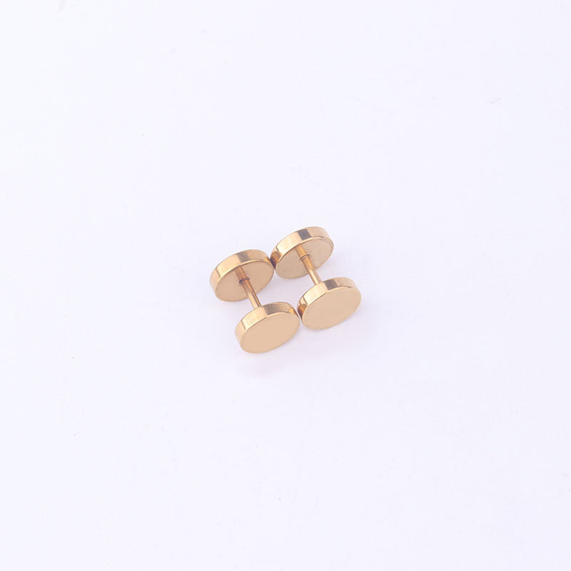 Fashion Stainless Steel Plated Round Disc Ear Studs 1 Piece