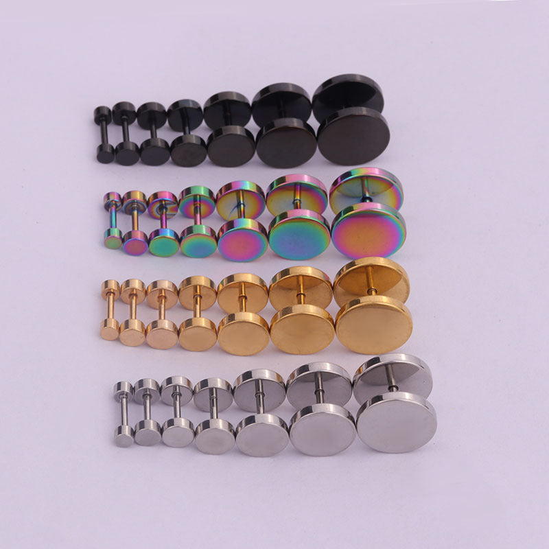 Fashion Stainless Steel Plated Round Disc Ear Studs 1 Piece