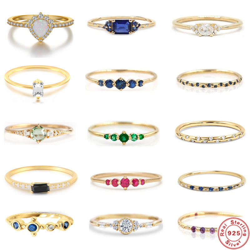 Fashion Round Sterling Silver Zircon Stacking Ring for Women