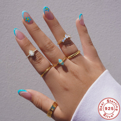 Fashion Round Sterling Silver Zircon Stacking Ring for Women