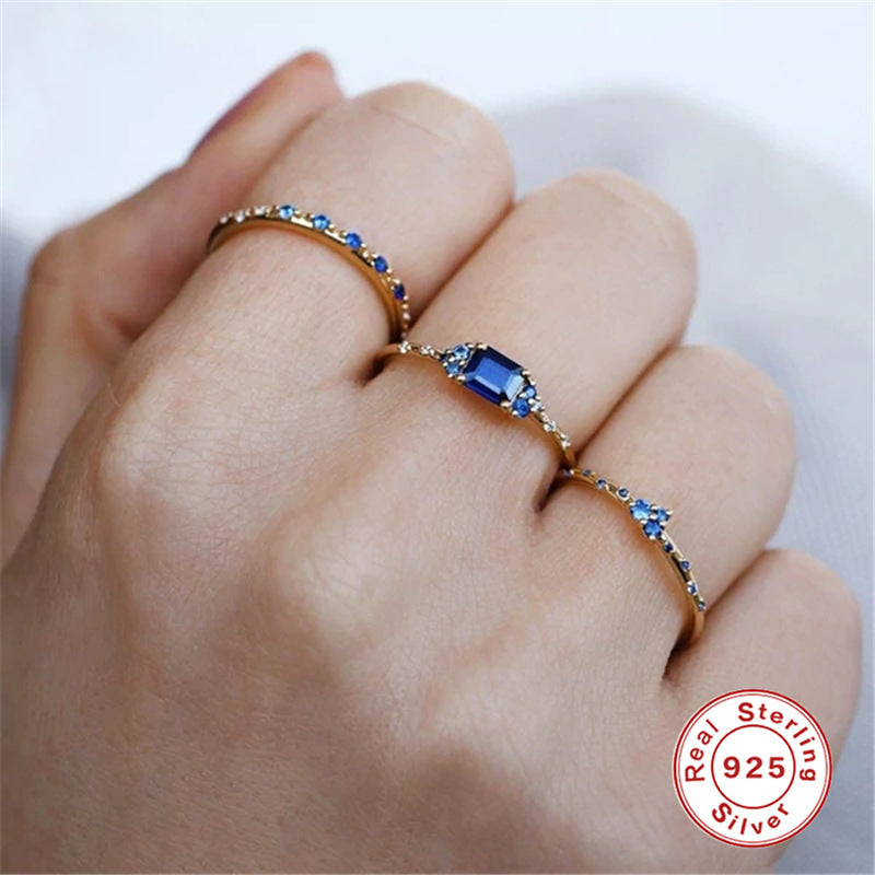 Fashion Round Sterling Silver Zircon Stacking Ring for Women