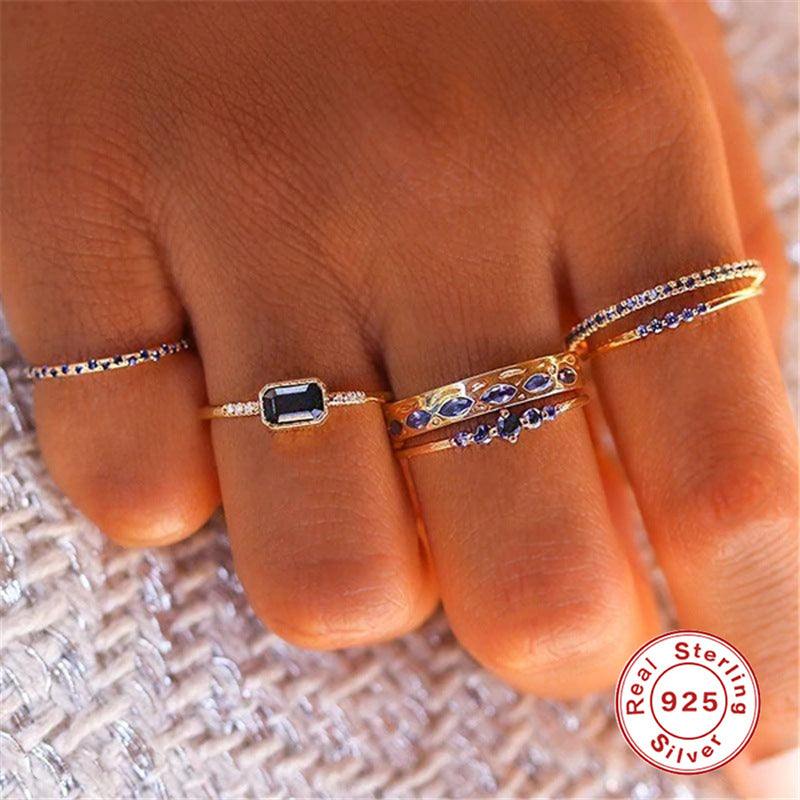 Fashion Round Sterling Silver Zircon Stacking Ring for Women