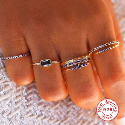 Fashion Round Sterling Silver Zircon Stacking Ring for Women