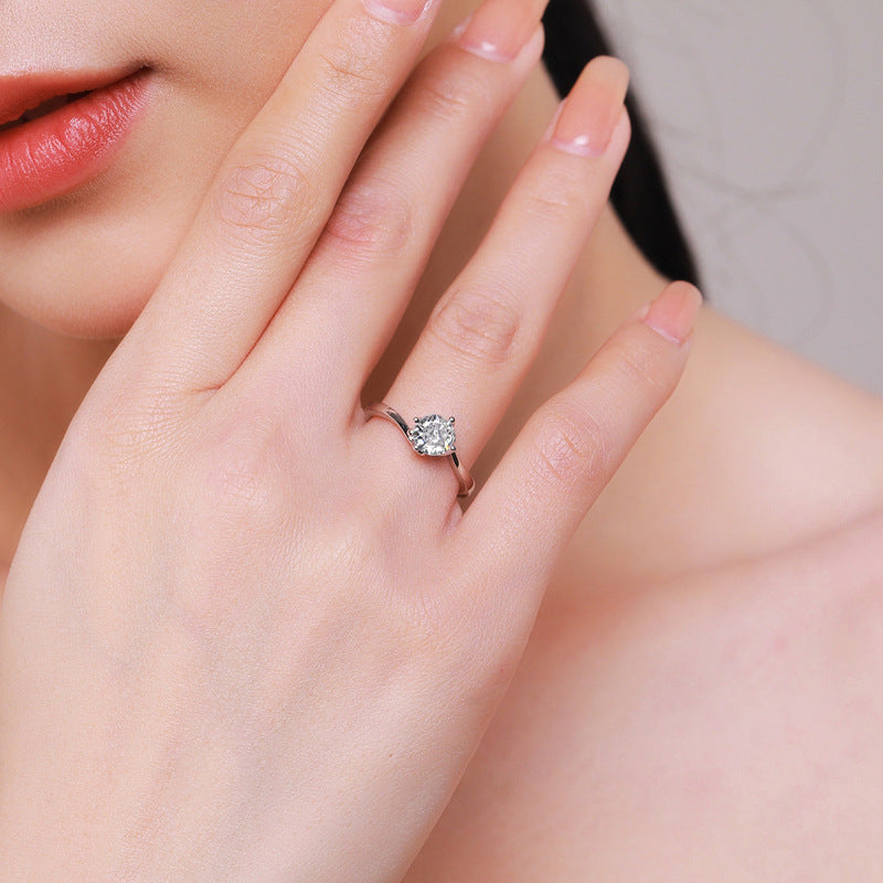 Fashion Sterling Silver Four-Prong Gemstone Ring