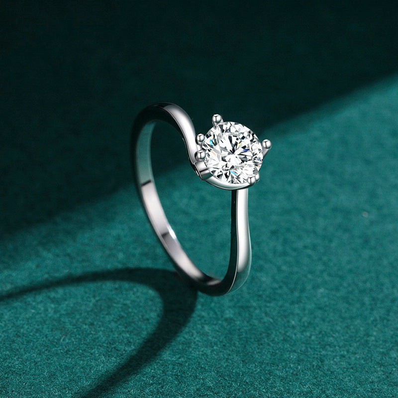Fashion Sterling Silver Four-Prong Gemstone Ring