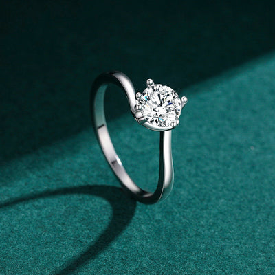 Fashion Sterling Silver Four-Prong Gemstone Ring