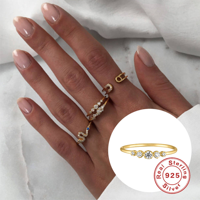 Sterling Silver V-Shaped Opal Zircon Ring
