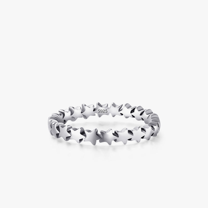 S925 Silver Starry Sky Korean Style Adjustable Ring