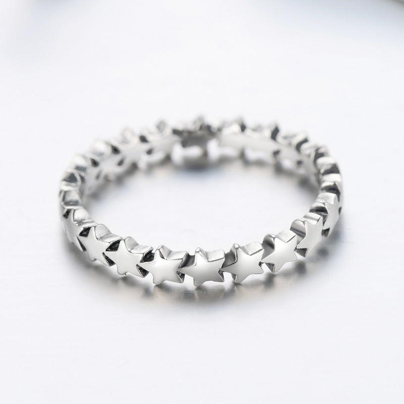 S925 Silver Starry Sky Korean Style Adjustable Ring