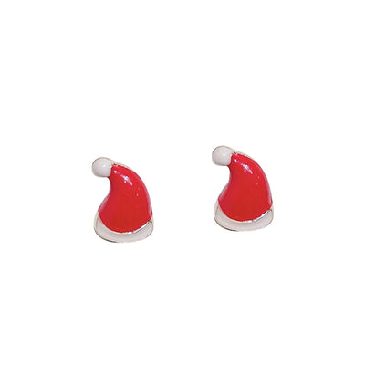 Fashion Christmas Santa Claus and Reindeer Enamel Stud Earrings for Women