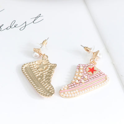 Fashion Shoe Imitation Pearl Rhinestone Alloy Drop Earrings for Women