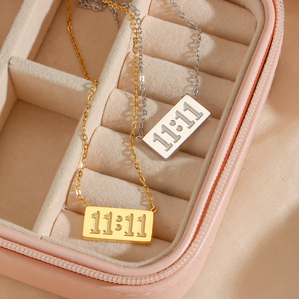 Fashion Simple 18K Gold-Plated Stainless Steel Number Pendant Necklace
