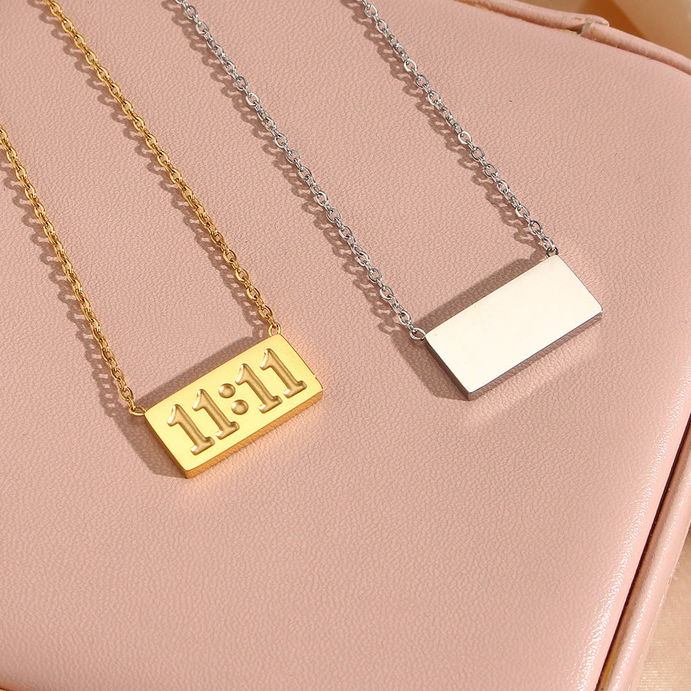 Fashion Simple 18K Gold-Plated Stainless Steel Number Pendant Necklace