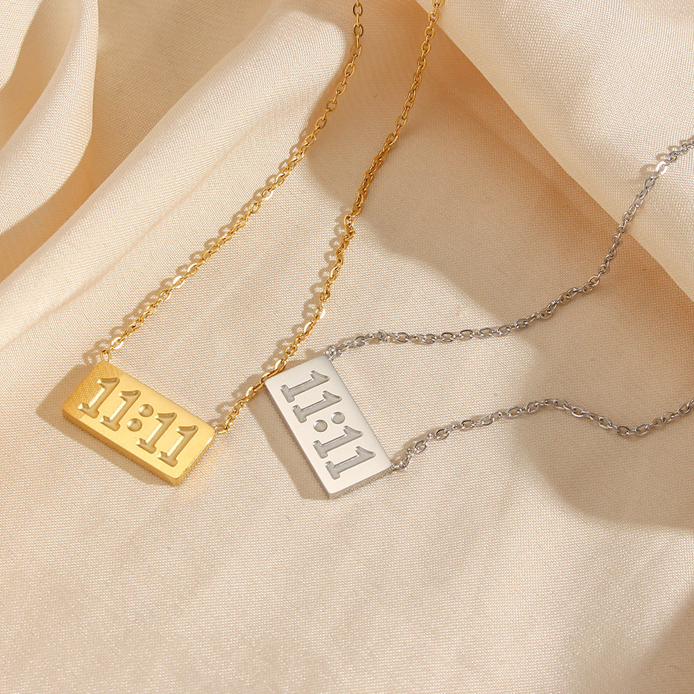 Fashion Simple 18K Gold-Plated Stainless Steel Number Pendant Necklace
