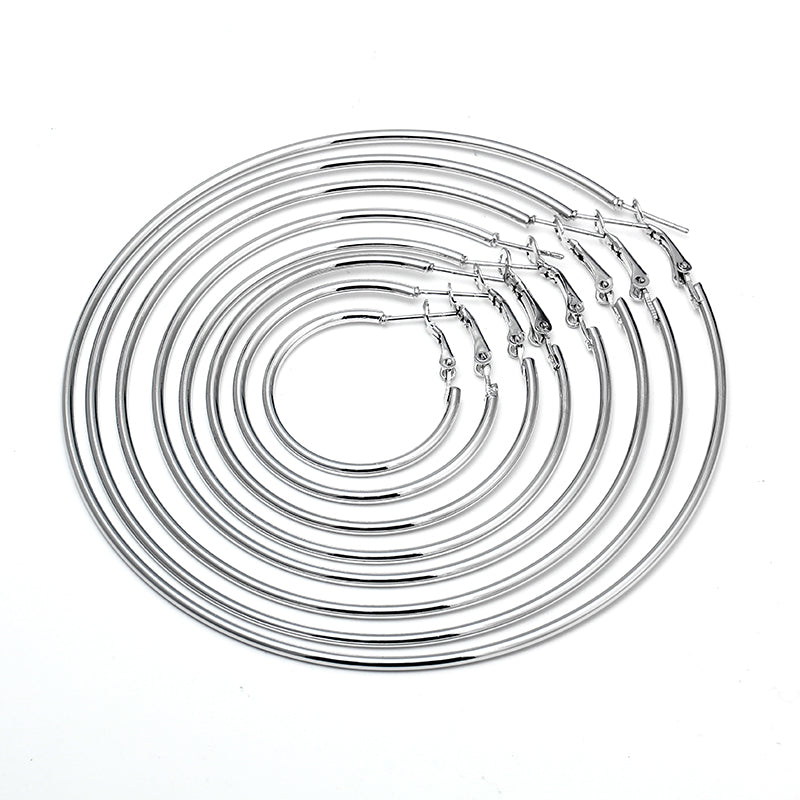 Fashion Geometric Hypoallergenic Silver Hoop Earrings