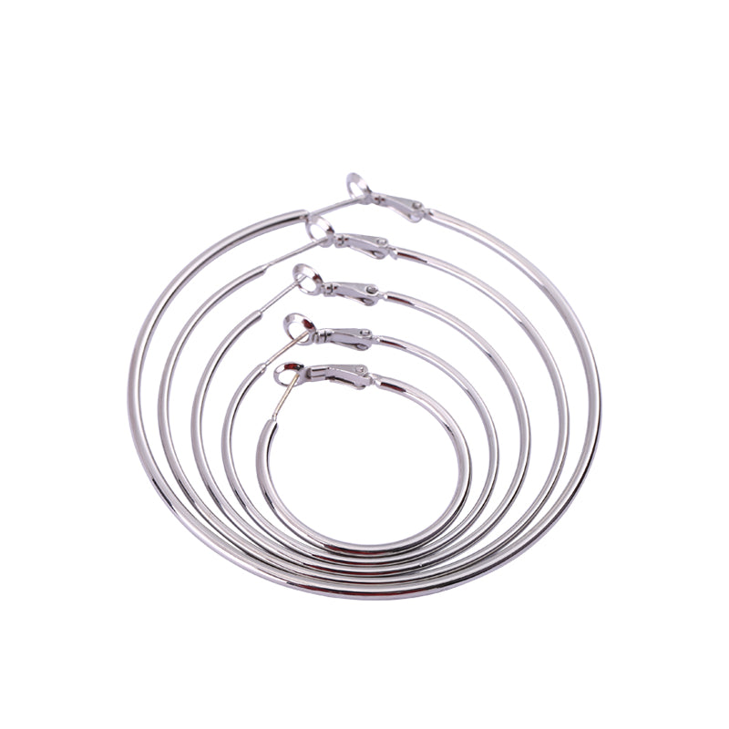 Fashion Geometric Hypoallergenic Silver Hoop Earrings