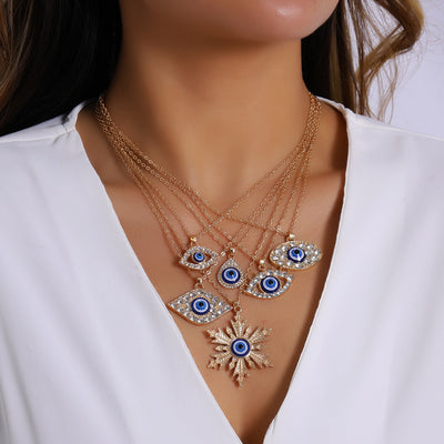 Fashion Multi-Layer Devil Eye Pendant Necklace for Women