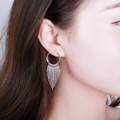 Fashion Geometric Circle Multilayer Tassel Earrings for Women