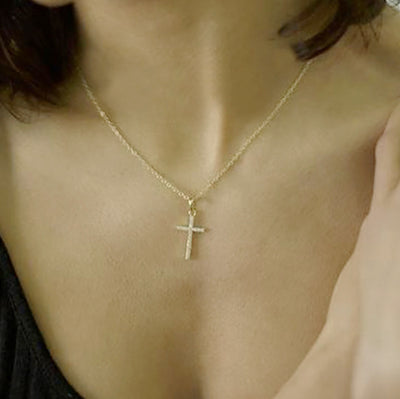 18k Gold Plated Geometric Cross Layered Necklace for Men